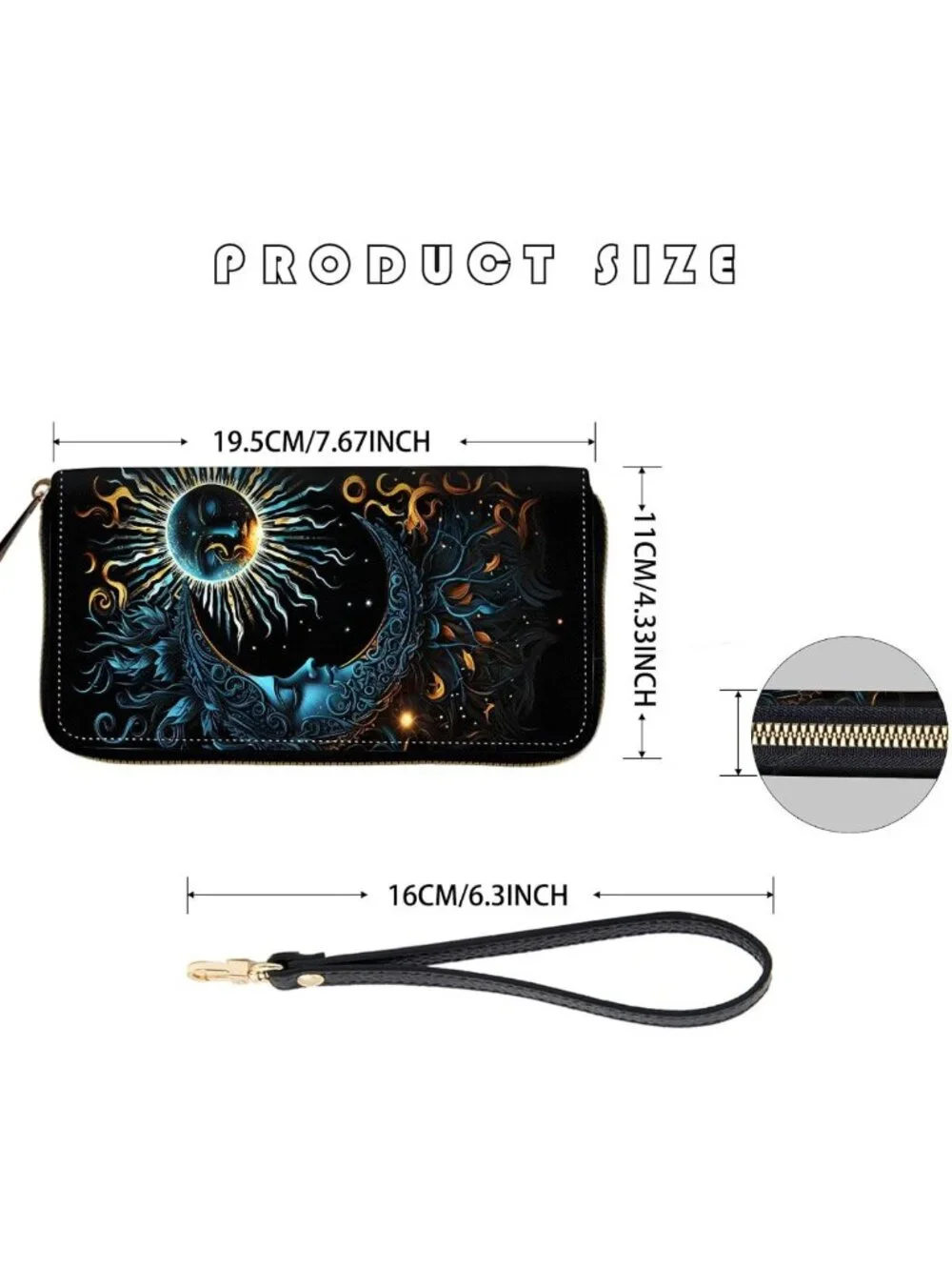 RFID Blocking Zip Around Wallet with Detachable Wrist Strap, Large Capacity